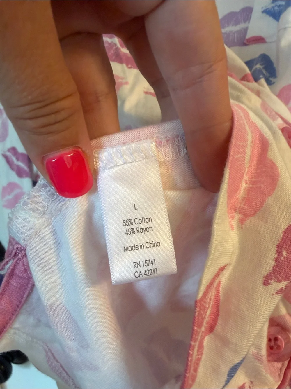 PJ Salvage Jersey Pajamas Winter White Kiss Lips 2 PC Set Top & Pants Size Large